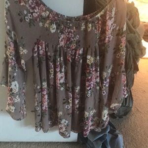 Off the shoulder flare sleeve blouse